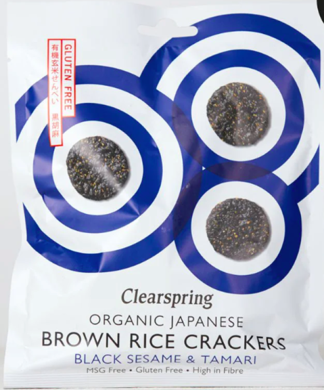 Crackers BIO di riso integrale, sesamo nero e tamari_Clearspring