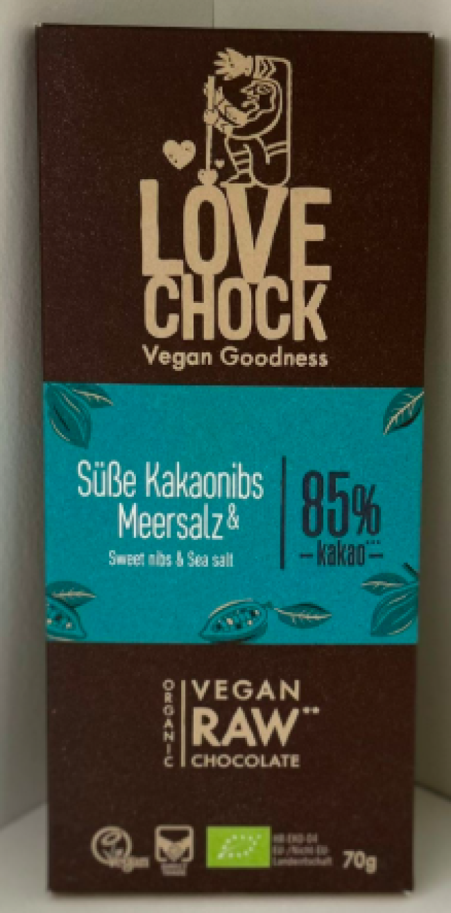 Cioccolato fondente crudo con fave di cacao e sale marino BIO_Lovechock